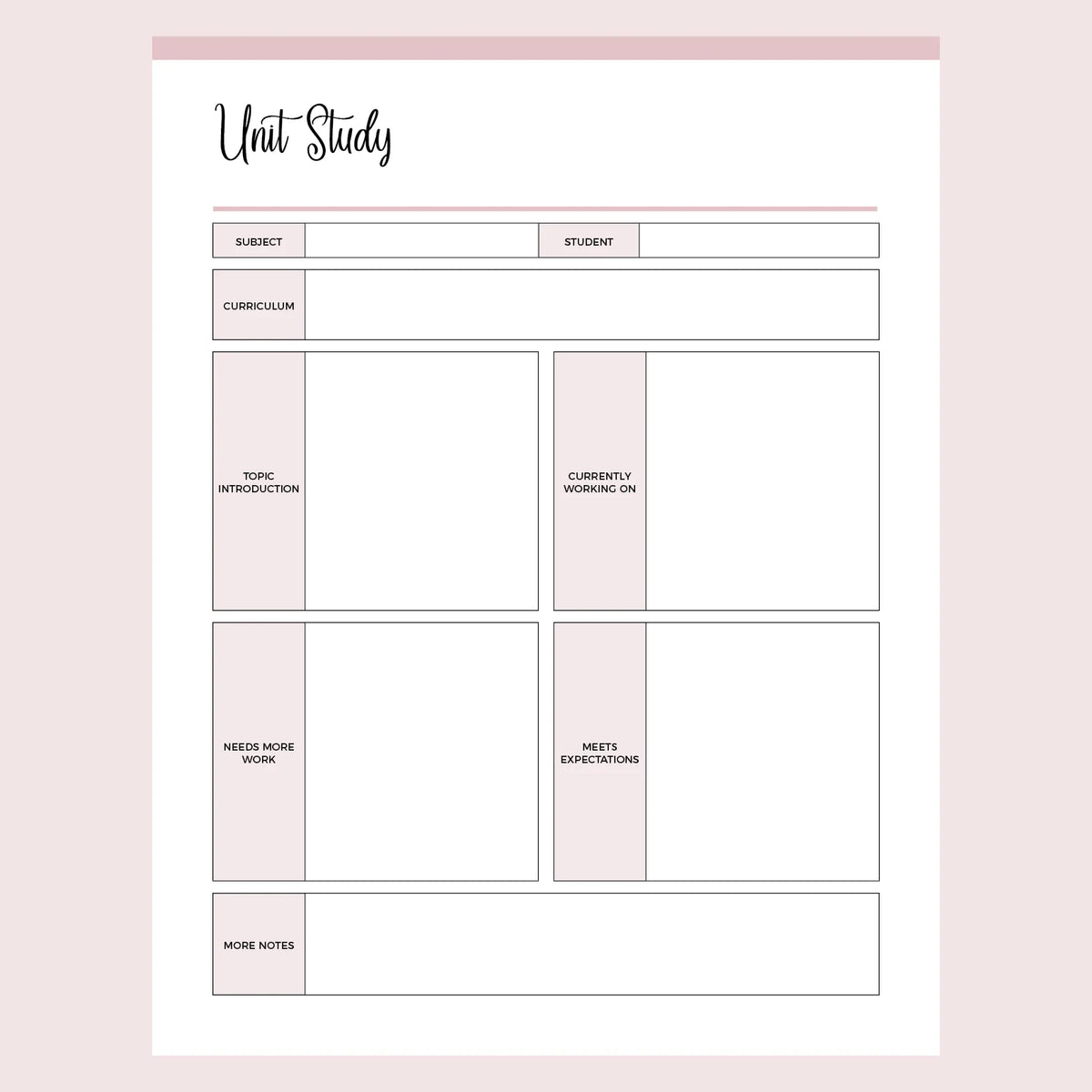 Printable Unit Study Sheets | Instant download PDF | A4 & US Letter ...