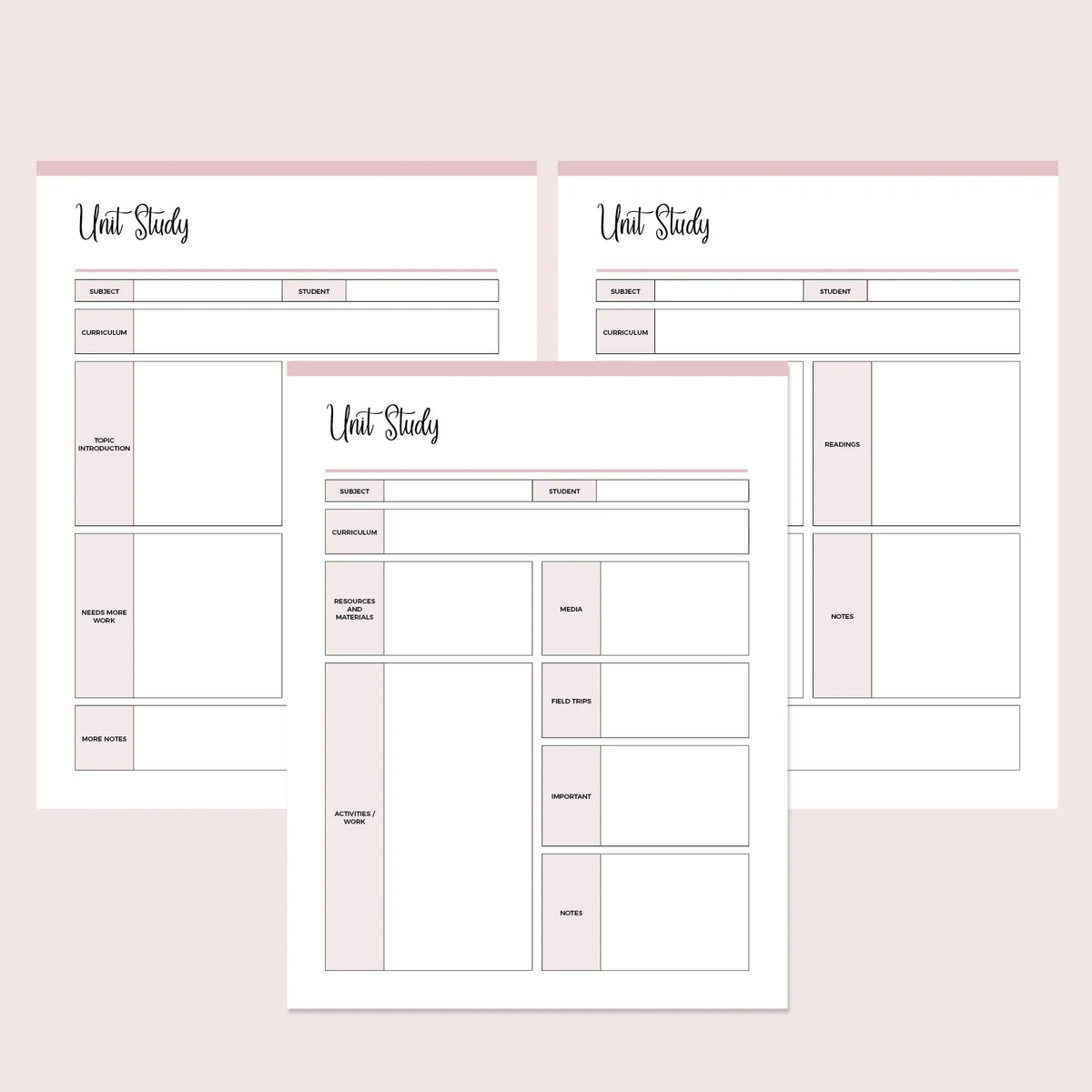 Printable Unit Study Sheets | Instant download PDF | A4 & US Letter ...