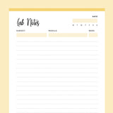 Printable University Lab Notes - Yellow