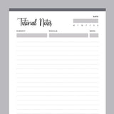Printable University Tutorial Notes - Grey