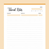 Notes For Tutorial Printable University Tutorial Notes | Instant download PDF | A4 & US ...