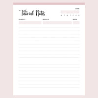 Printable University Tutorial Notes | Instant download PDF | A4 & US ...