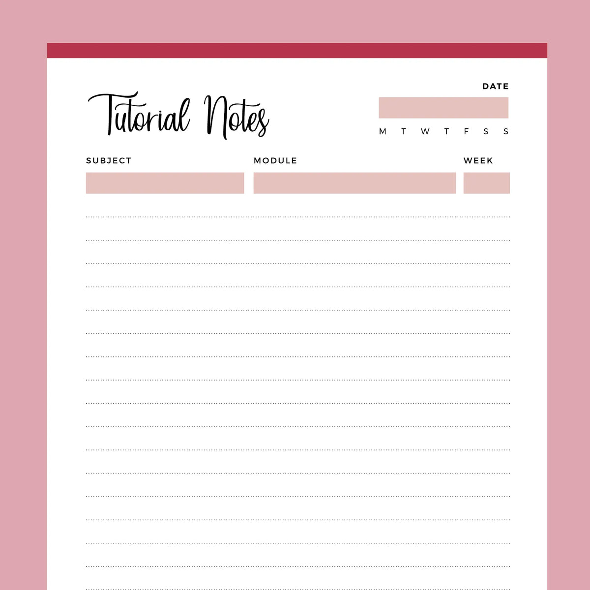 Printable University Tutorial Notes | Instant download PDF | A4 & US ...