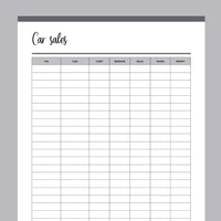 Printable Used Car Sales Tracking Template - Grey