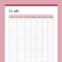 Printable Used Car Sales Tracking Template - Red