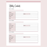 Printable Utility Contacts Template