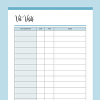 Printable Vet Visits Tracker - Blue