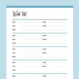 Printable Wait List for Small Businesses - Blue