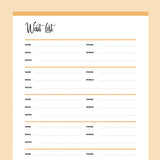 Printable Wait List for Small Businesses - Orange