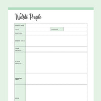 Printable website profile - green