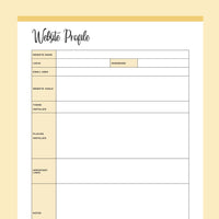Printable website profile - yellow