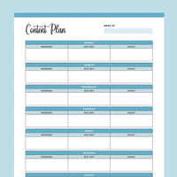 Printable Weekly Content Plan For Social Media - Blue