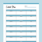 Printable Weekly Content Plan For Social Media - Blue