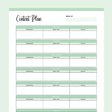 Printable Weekly Content Plan For Social Media - Green