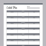 Printable Weekly Content Plan For Social Media - Grey