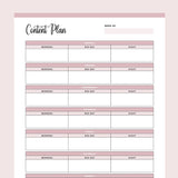 Printable Weekly Content Plan For Social Media - Pink