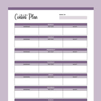 Printable Weekly Content Plan For Social Media - Purple