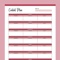 Printable Weekly Content Plan For Social Media - Red