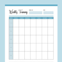 Printable Weekly Dog Training Session Planner - Blue
