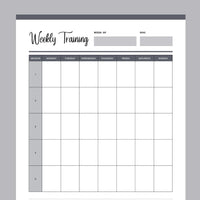 Printable Weekly Dog Training Session Planner - Grey