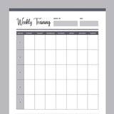 Printable Weekly Dog Training Session Planner - Grey