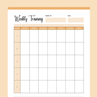 Printable Weekly Dog Training Session Planner - Orange