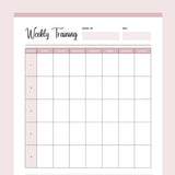 Printable Weekly Dog Training Session Planner - Pink