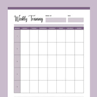 Printable Weekly Dog Training Session Planner - Purple