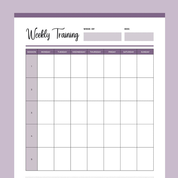 Printable Weekly Dog Training Session Planner | Instant Download PDF | A4 and US Letter – Plan Print Land printable-weekly-dog-training-session-planner-instant-download-pdf-a4-and-us-letter-plan-print-land