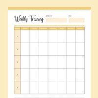 Printable Weekly Dog Training Session Planner - Yellow