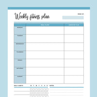 Printable Weekly Fitness Planner - Blue