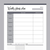 Printable Weekly Fitness Planner - Grey