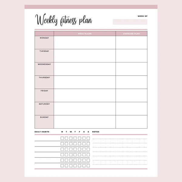 weekly exercise planner