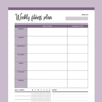 Printable Weekly Fitness Planner - Purple