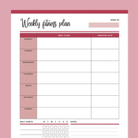 Printable Weekly Fitness Planner - Red
