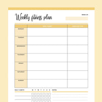 Printable Weekly Fitness Planner - Yellow