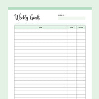 Printable Weekly Goal Tracker - Green