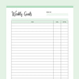 Printable Weekly Goal Tracker - Green