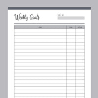 Printable Weekly Goal Tracker - Grey