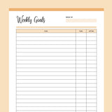 Printable Weekly Goal Tracker - Orange