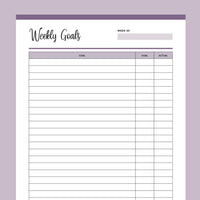 Printable Weekly Goal Tracker - Purple