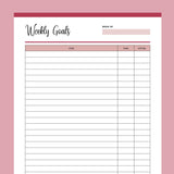 Printable Weekly Goal Tracker - Red