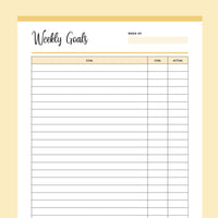 Printable Weekly Goal Tracker - Yellow