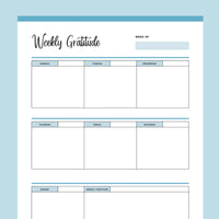 Printable Weekly Gratitude Journal - Blue