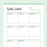 Printable Weekly Gratitude Journal - Green