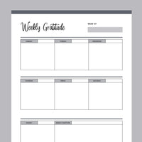Printable Weekly Gratitude Journal - Grey