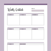 Printable Weekly Gratitude Journal - Purple