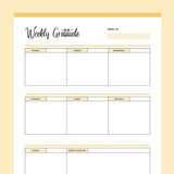 Printable Weekly Gratitude Journal - Yellow
