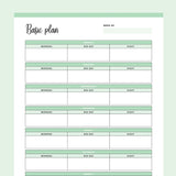 Printable Weekly Overview Planner - Green