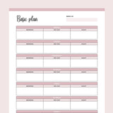 Printable Weekly Overview Planner - Pink